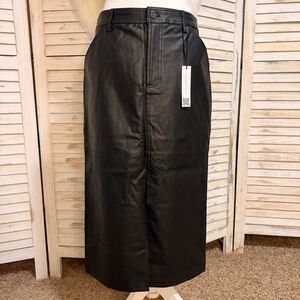 Sanctuary Faux Leather Midi Black Pencil Skirt